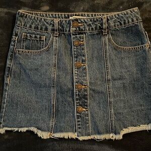 Denim Button-Front Skirt